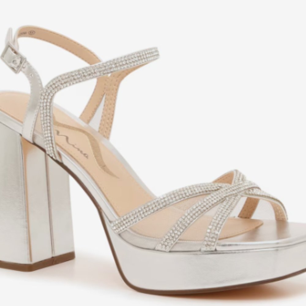 Nina Sevyn Metallic Silver Platform Sandal